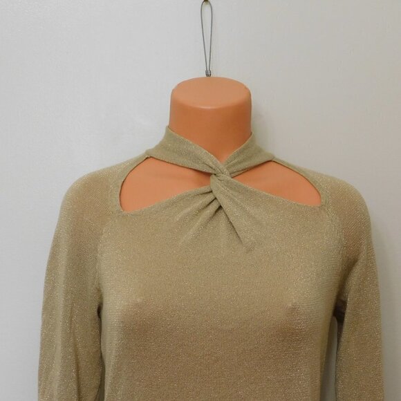 𝅺A96 Michael Kors Twist-neck Metallic Sweaterdress - Picture 2 of 3